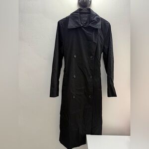 Banana Republic Factory Black Double-Breasted Trench Coat